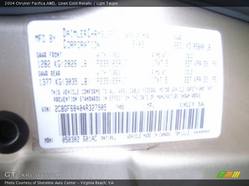 Linen Gold Metallic / Light Taupe 2004 Chrysler Pacifica AWD