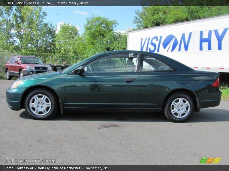 Clover Green / Beige 2001 Honda Civic LX Coupe
