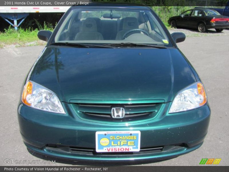 Clover Green / Beige 2001 Honda Civic LX Coupe