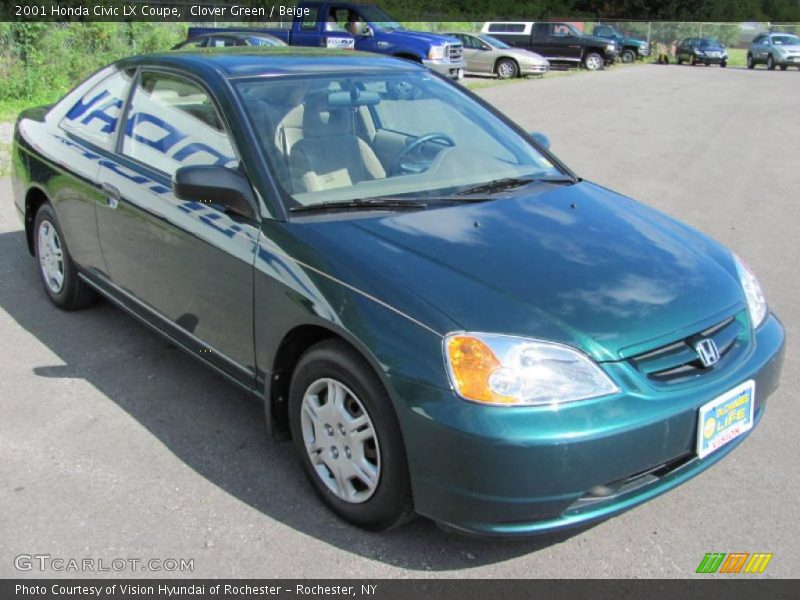 Clover Green / Beige 2001 Honda Civic LX Coupe