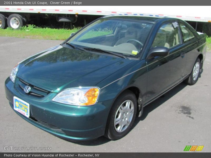 Clover Green / Beige 2001 Honda Civic LX Coupe