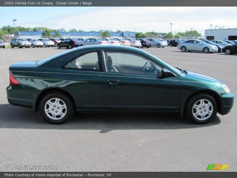 Clover Green / Beige 2001 Honda Civic LX Coupe