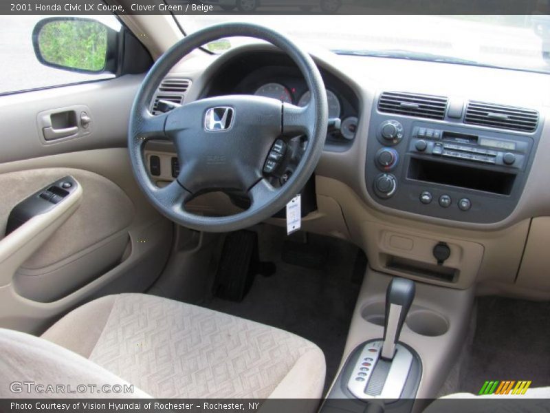 Clover Green / Beige 2001 Honda Civic LX Coupe