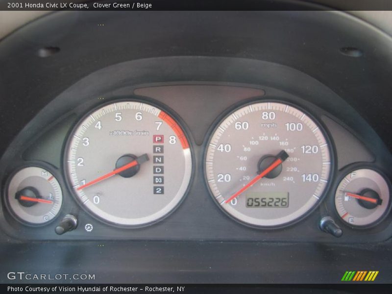 Clover Green / Beige 2001 Honda Civic LX Coupe