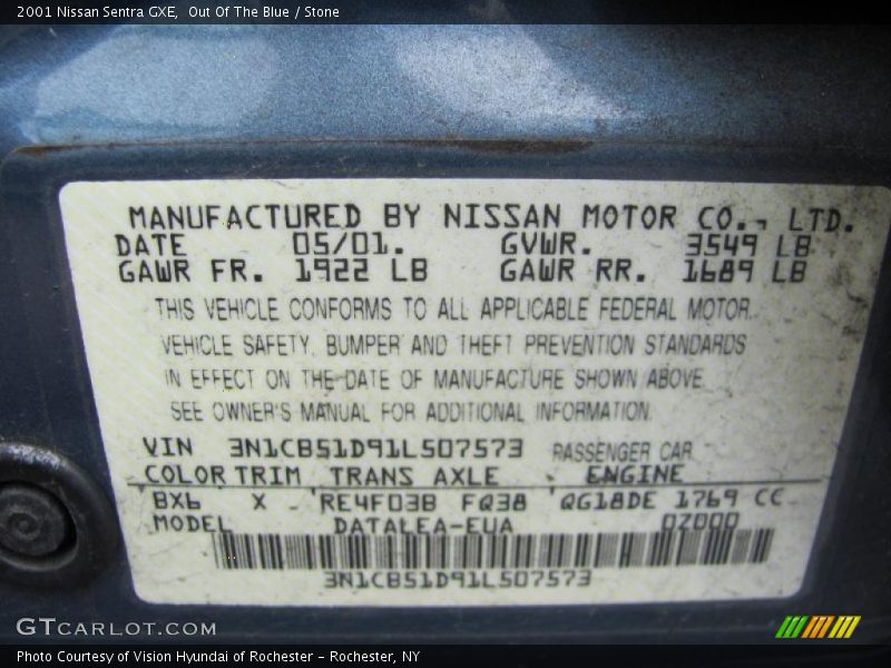 Out Of The Blue / Stone 2001 Nissan Sentra GXE