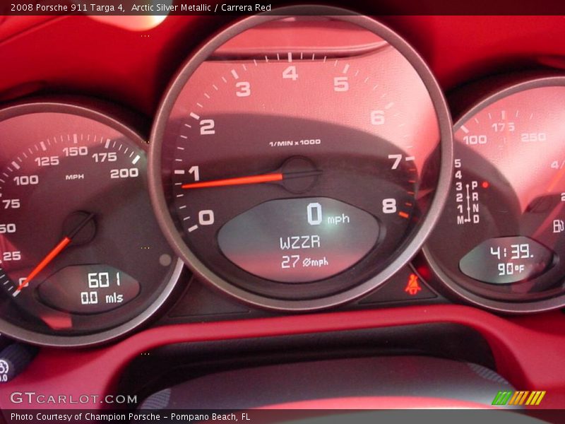 Arctic Silver Metallic / Carrera Red 2008 Porsche 911 Targa 4