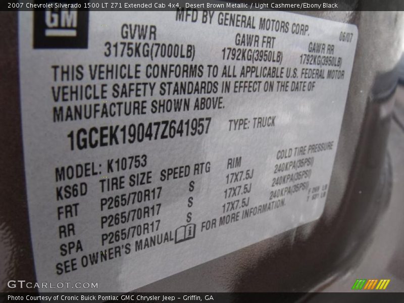 Desert Brown Metallic / Light Cashmere/Ebony Black 2007 Chevrolet Silverado 1500 LT Z71 Extended Cab 4x4
