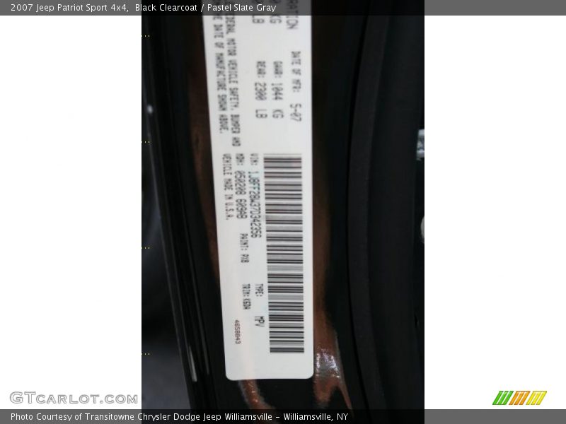 Black Clearcoat / Pastel Slate Gray 2007 Jeep Patriot Sport 4x4