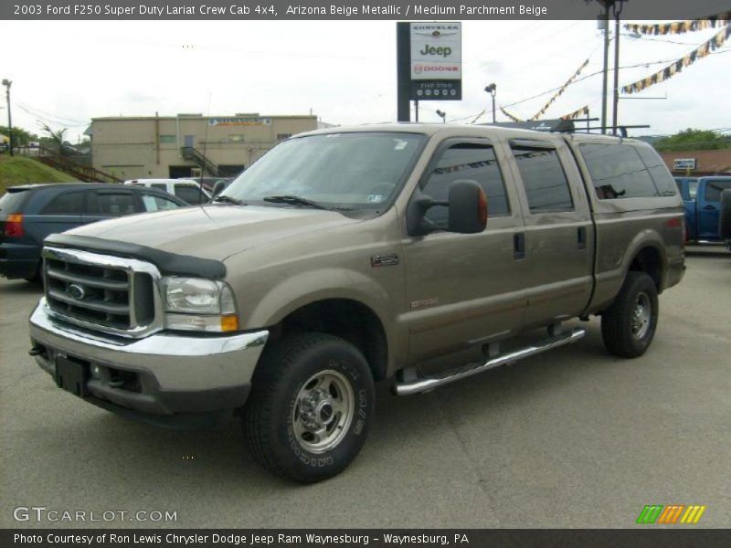 Arizona Beige Metallic / Medium Parchment Beige 2003 Ford F250 Super Duty Lariat Crew Cab 4x4