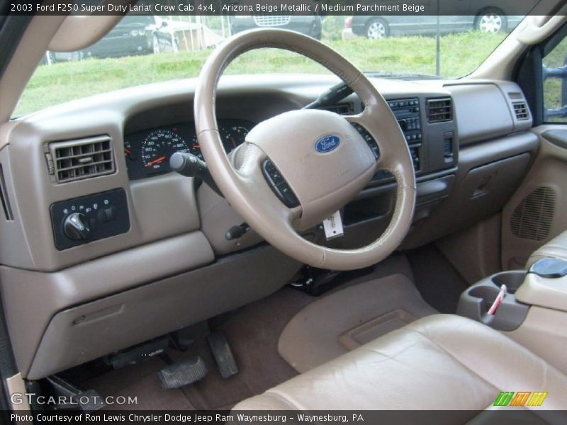 Arizona Beige Metallic / Medium Parchment Beige 2003 Ford F250 Super Duty Lariat Crew Cab 4x4