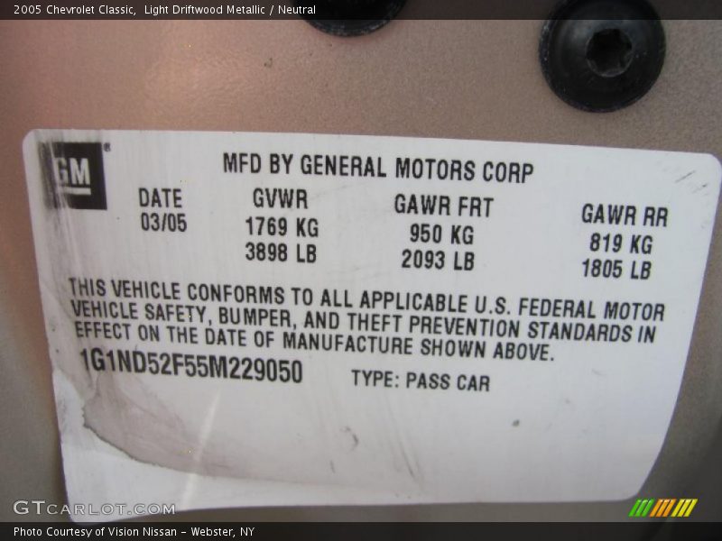 Light Driftwood Metallic / Neutral 2005 Chevrolet Classic