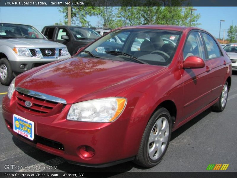 Radiant Red / Beige 2004 Kia Spectra Sedan