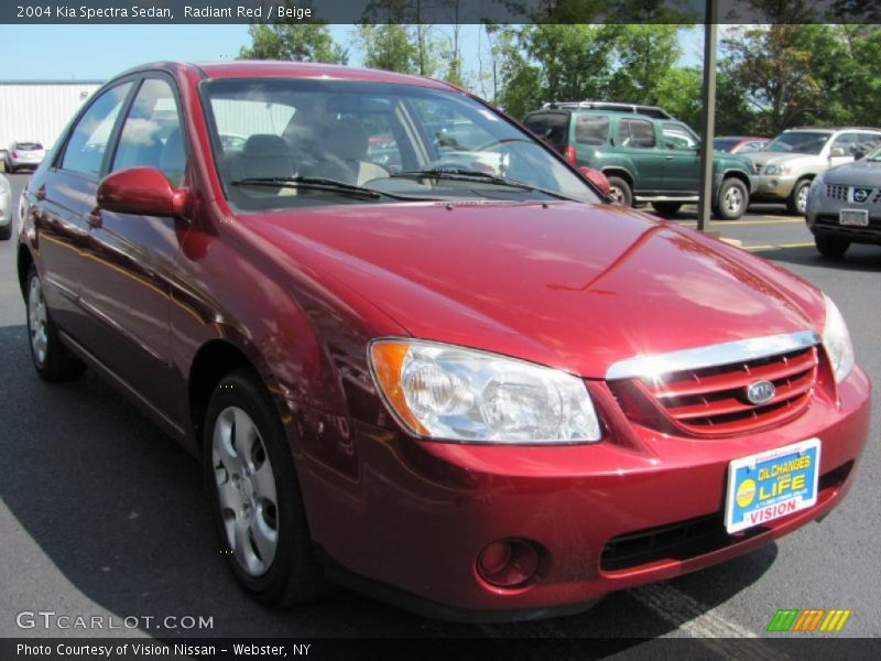 Radiant Red / Beige 2004 Kia Spectra Sedan