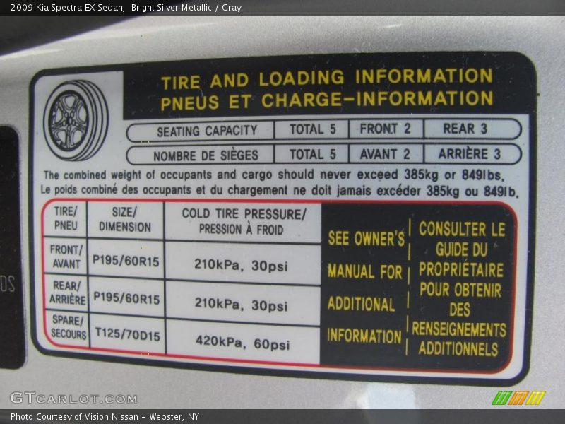 Bright Silver Metallic / Gray 2009 Kia Spectra EX Sedan