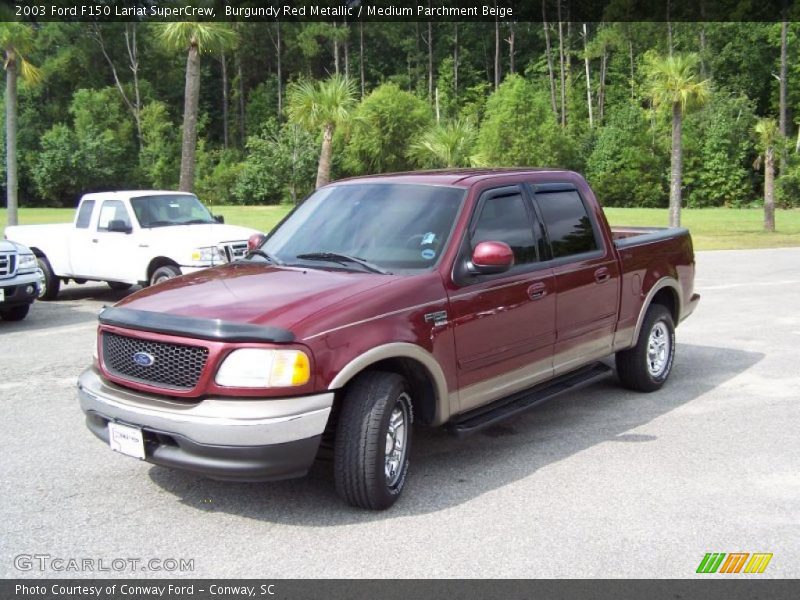 Burgundy Red Metallic / Medium Parchment Beige 2003 Ford F150 Lariat SuperCrew