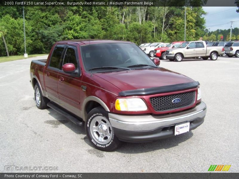 Burgundy Red Metallic / Medium Parchment Beige 2003 Ford F150 Lariat SuperCrew