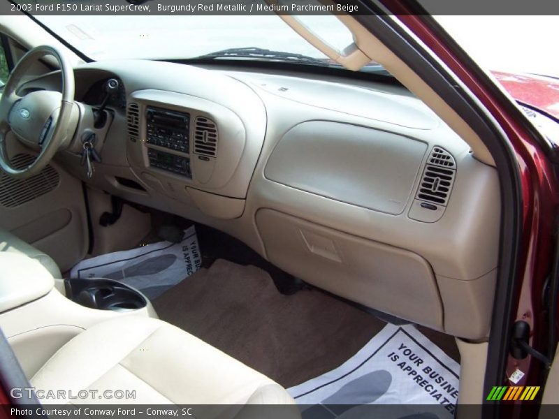 Burgundy Red Metallic / Medium Parchment Beige 2003 Ford F150 Lariat SuperCrew