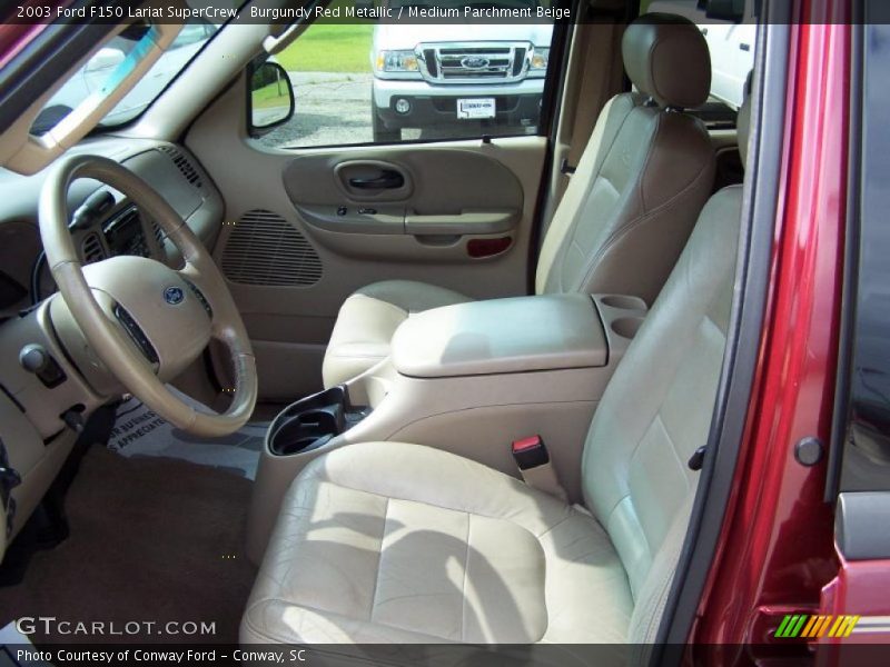 Burgundy Red Metallic / Medium Parchment Beige 2003 Ford F150 Lariat SuperCrew