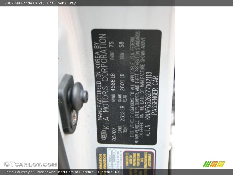 Fine Silver / Gray 2007 Kia Rondo EX V6