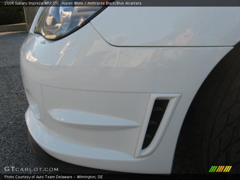Aspen White / Anthracite Black/Blue Alcantara 2006 Subaru Impreza WRX STi