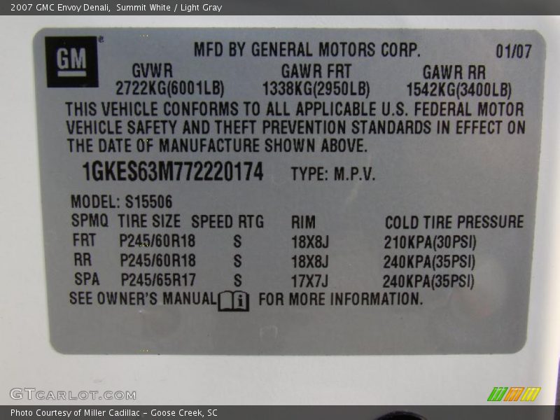 Summit White / Light Gray 2007 GMC Envoy Denali