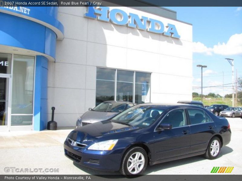 Royal Blue Pearl / Gray 2007 Honda Accord SE Sedan