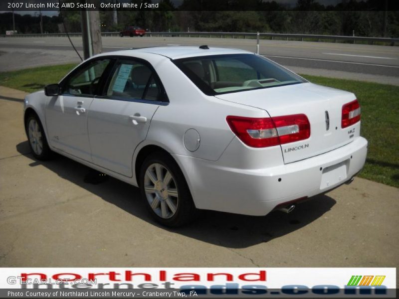 Oxford White / Sand 2007 Lincoln MKZ AWD Sedan