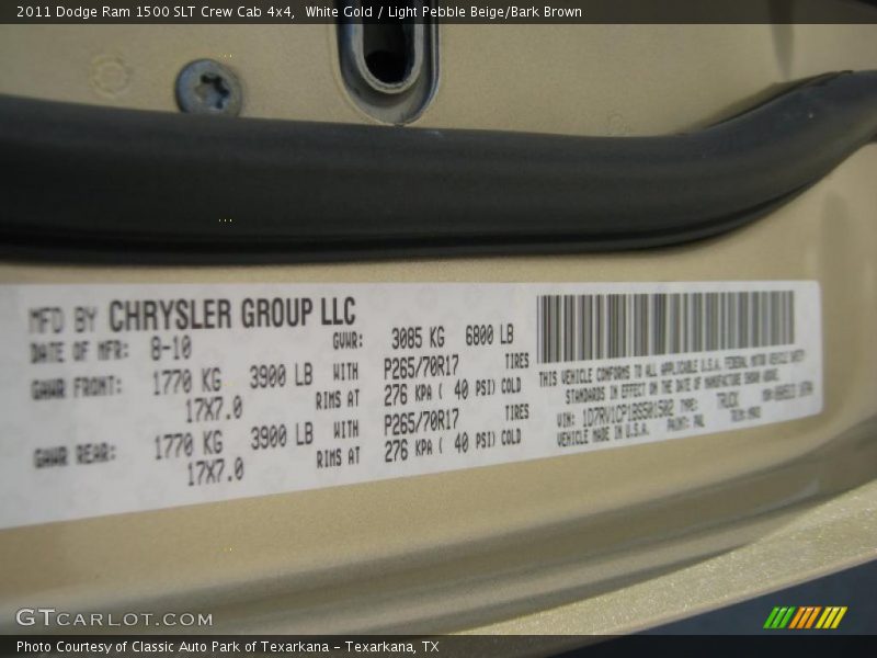 White Gold / Light Pebble Beige/Bark Brown 2011 Dodge Ram 1500 SLT Crew Cab 4x4