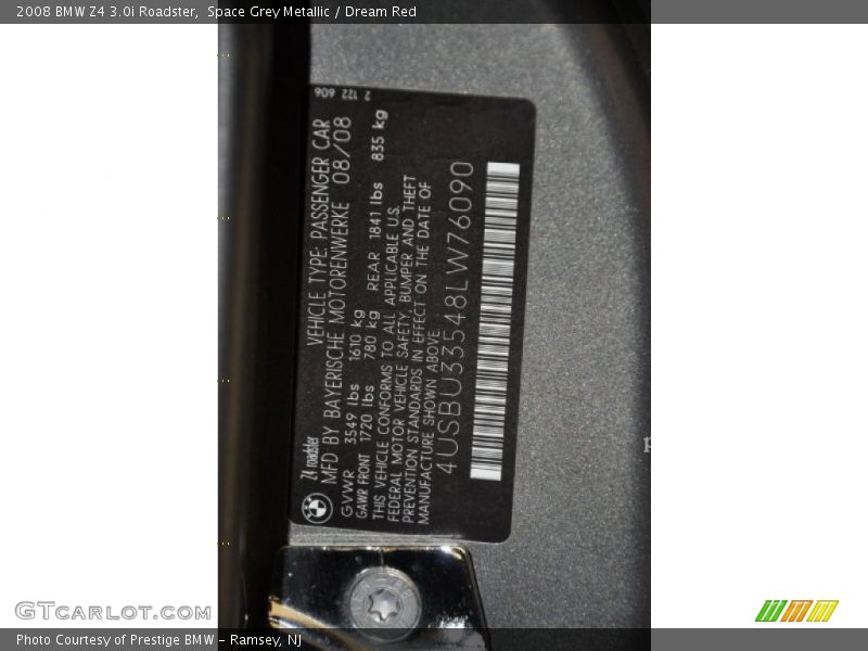 Space Grey Metallic / Dream Red 2008 BMW Z4 3.0i Roadster