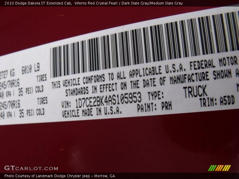 Inferno Red Crystal Pearl / Dark Slate Gray/Medium Slate Gray 2010 Dodge Dakota ST Extended Cab