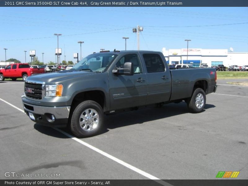 Gray Green Metallic / Dark Titanium/Light Titanium 2011 GMC Sierra 3500HD SLT Crew Cab 4x4