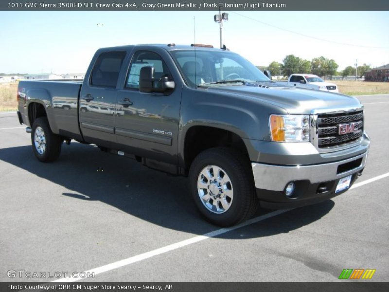 Gray Green Metallic / Dark Titanium/Light Titanium 2011 GMC Sierra 3500HD SLT Crew Cab 4x4