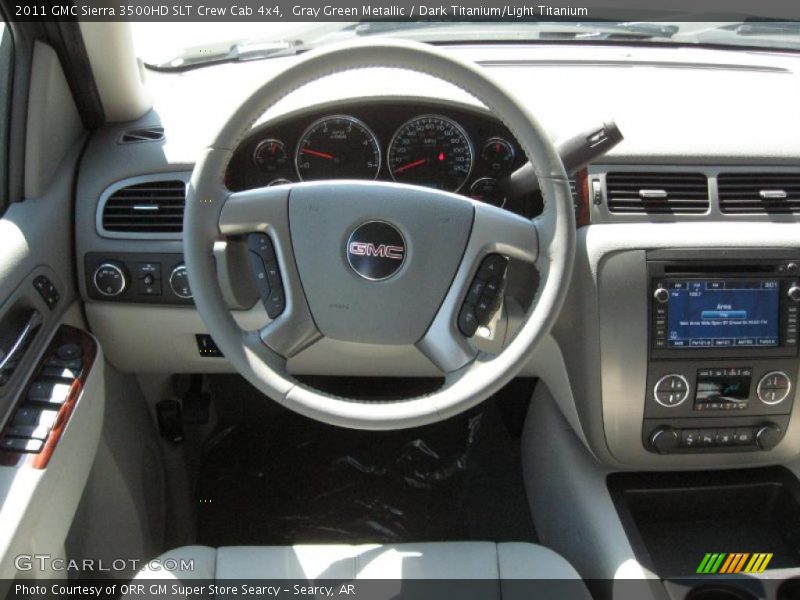 Gray Green Metallic / Dark Titanium/Light Titanium 2011 GMC Sierra 3500HD SLT Crew Cab 4x4