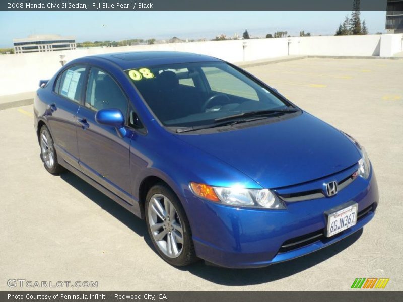 Fiji Blue Pearl / Black 2008 Honda Civic Si Sedan