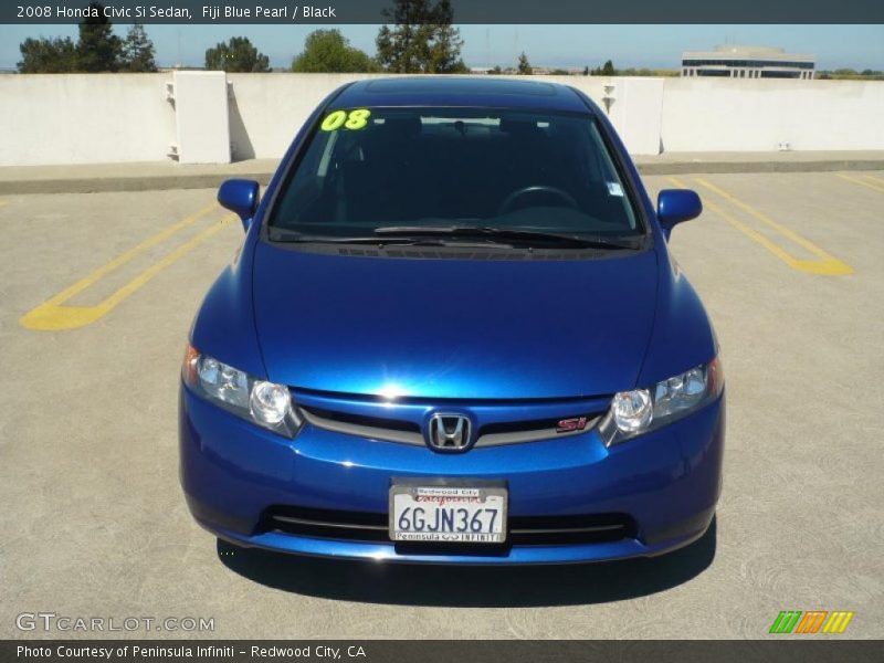 Fiji Blue Pearl / Black 2008 Honda Civic Si Sedan