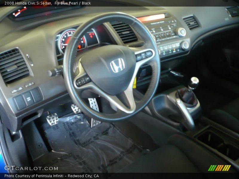 Fiji Blue Pearl / Black 2008 Honda Civic Si Sedan