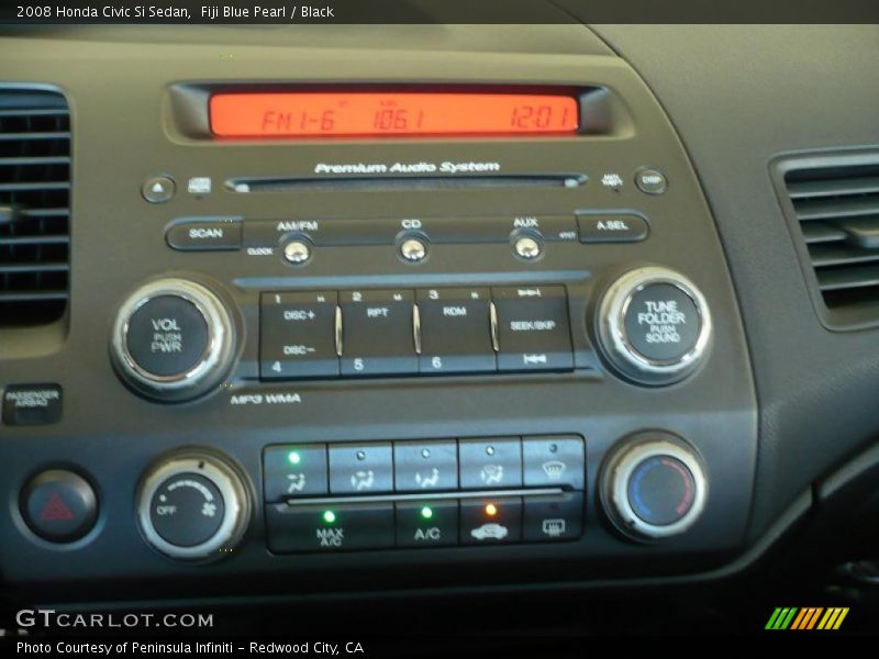 Fiji Blue Pearl / Black 2008 Honda Civic Si Sedan