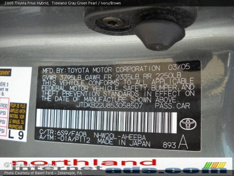 Tideland Gray Green Pearl / Ivory/Brown 2005 Toyota Prius Hybrid