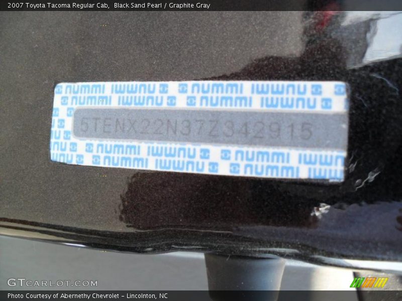 Black Sand Pearl / Graphite Gray 2007 Toyota Tacoma Regular Cab