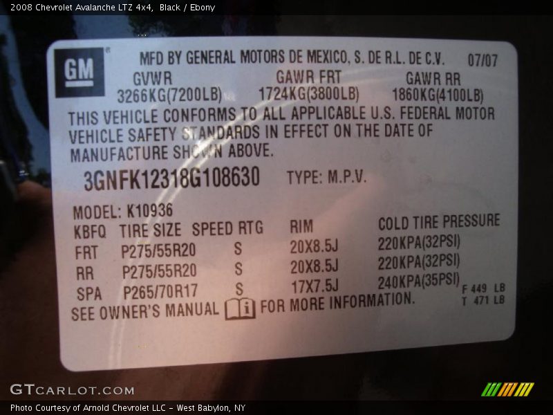 Black / Ebony 2008 Chevrolet Avalanche LTZ 4x4