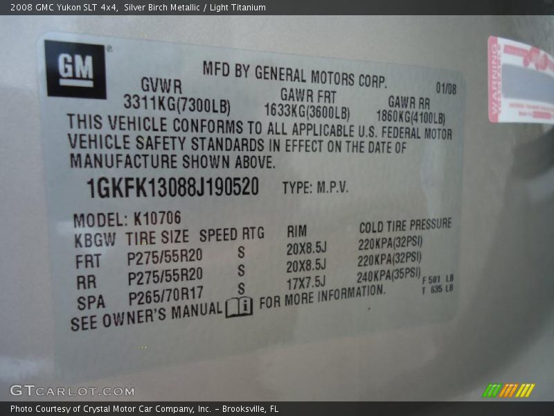 Silver Birch Metallic / Light Titanium 2008 GMC Yukon SLT 4x4