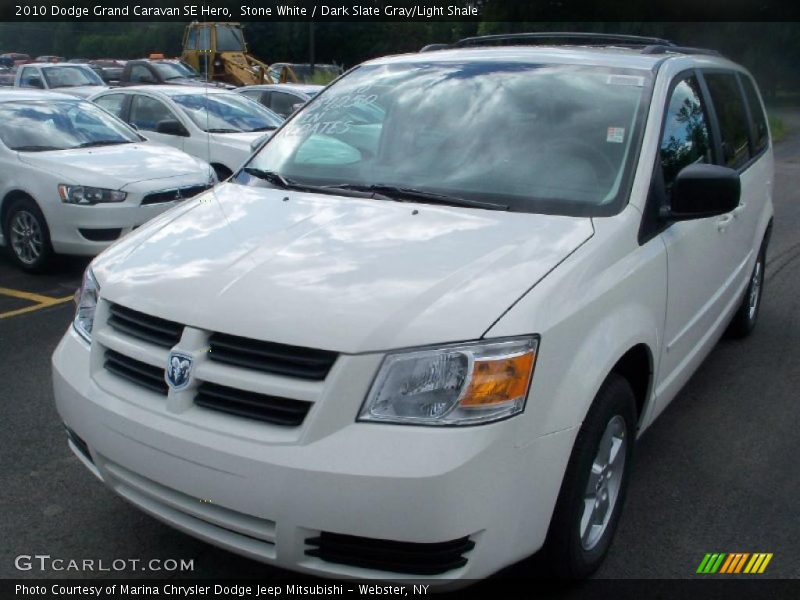 Stone White / Dark Slate Gray/Light Shale 2010 Dodge Grand Caravan SE Hero