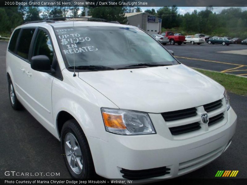 Stone White / Dark Slate Gray/Light Shale 2010 Dodge Grand Caravan SE Hero