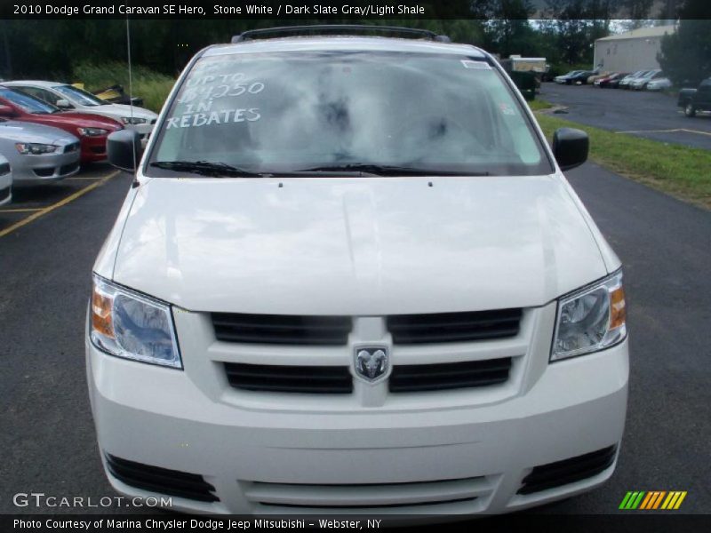 Stone White / Dark Slate Gray/Light Shale 2010 Dodge Grand Caravan SE Hero