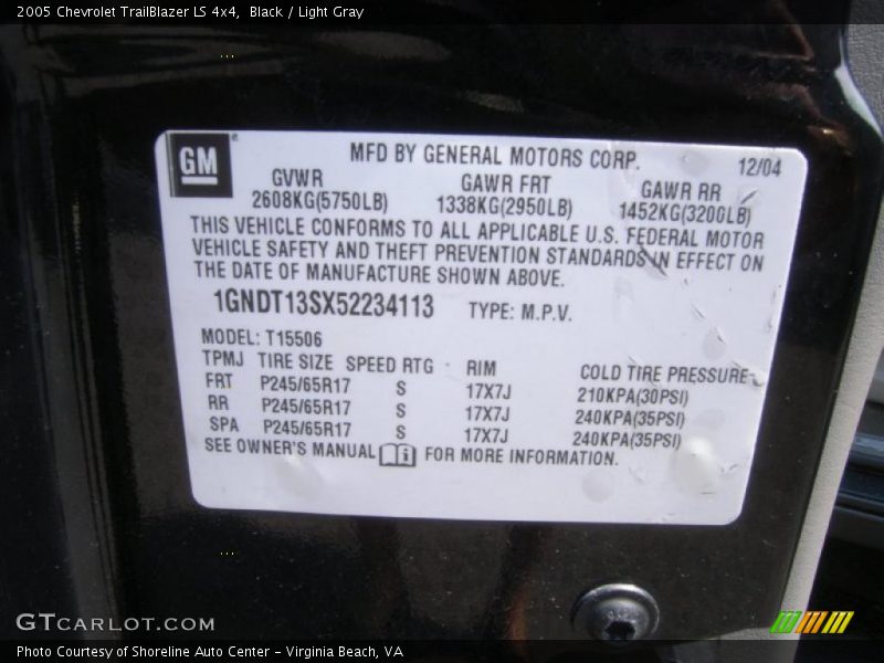 Black / Light Gray 2005 Chevrolet TrailBlazer LS 4x4