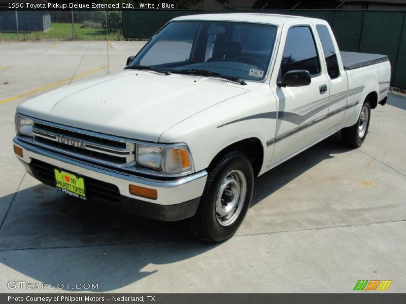 White / Blue 1990 Toyota Pickup Deluxe Extended Cab