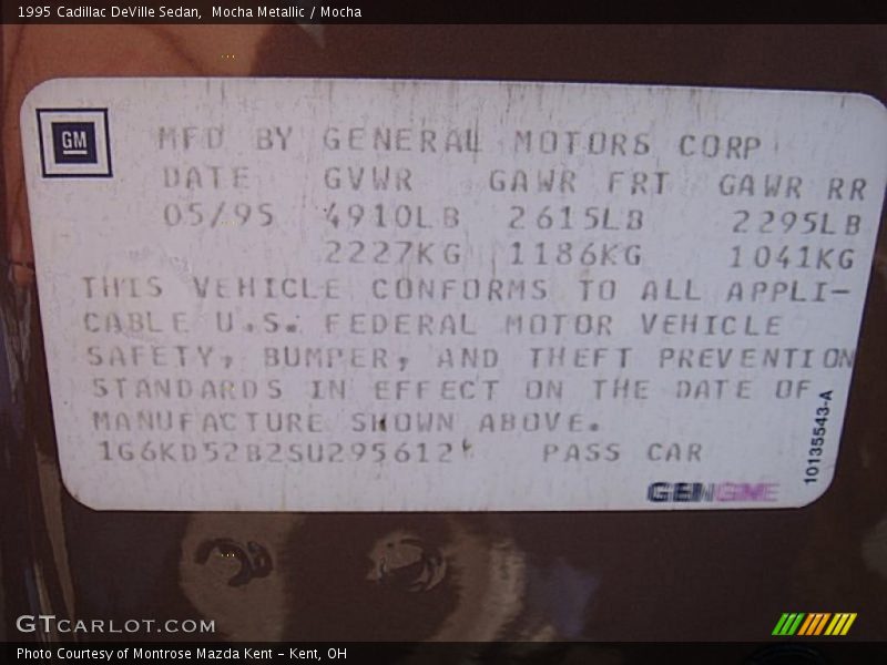 Mocha Metallic / Mocha 1995 Cadillac DeVille Sedan
