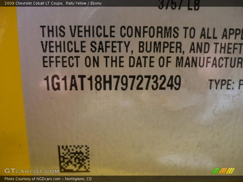 Rally Yellow / Ebony 2009 Chevrolet Cobalt LT Coupe