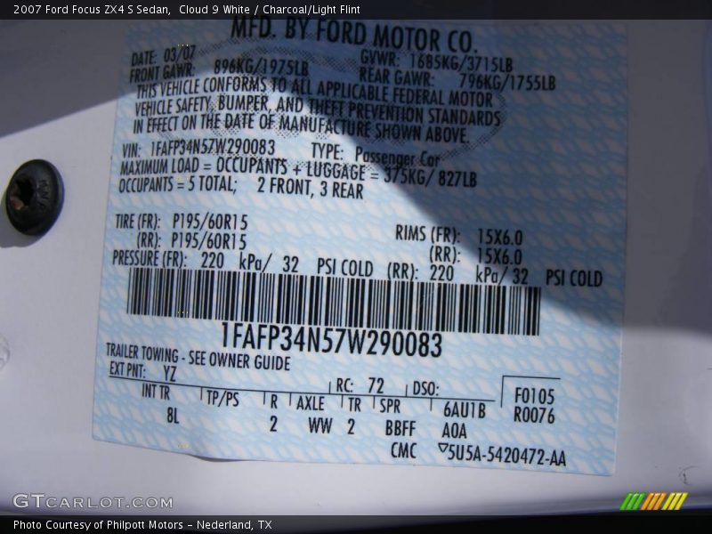 Cloud 9 White / Charcoal/Light Flint 2007 Ford Focus ZX4 S Sedan