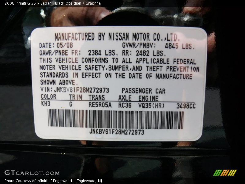 Black Obsidian / Graphite 2008 Infiniti G 35 x Sedan